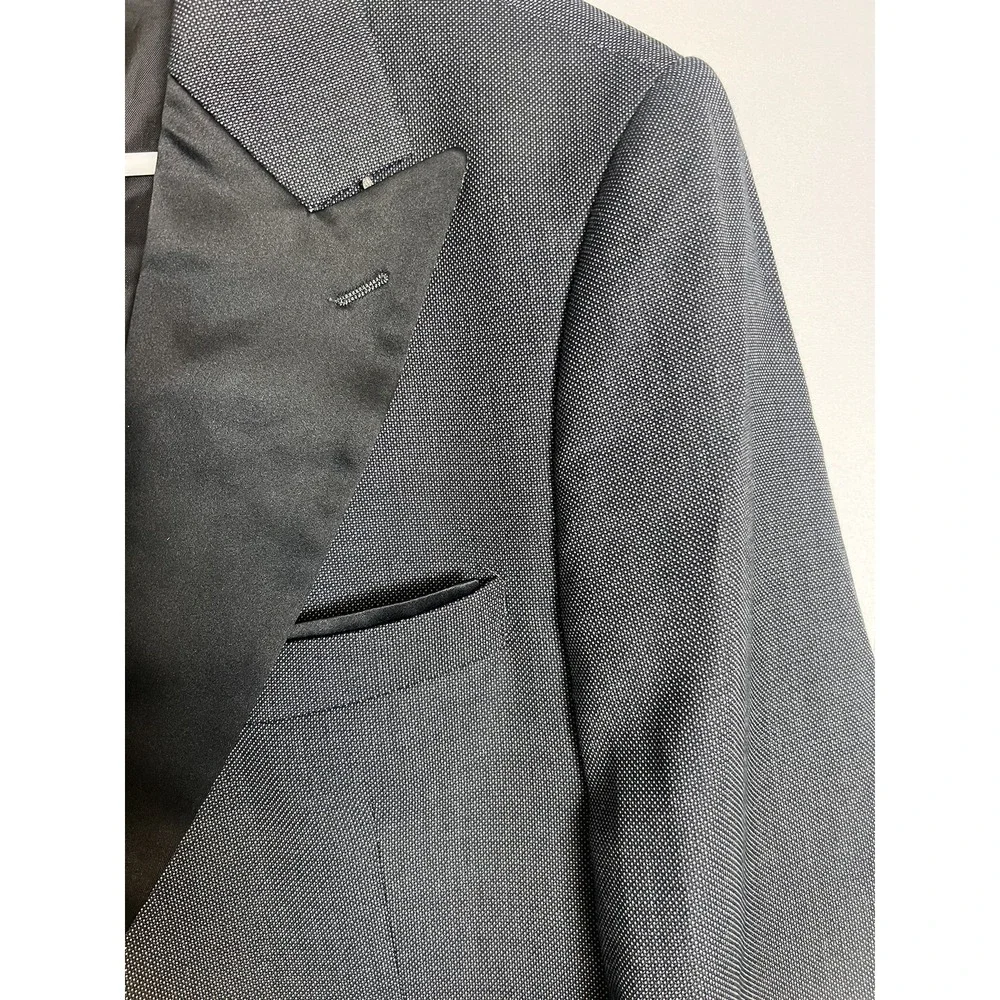 Bagozza Milano Black Label Gray Wool Blend Satin Label Tuxedo Jacket 50
